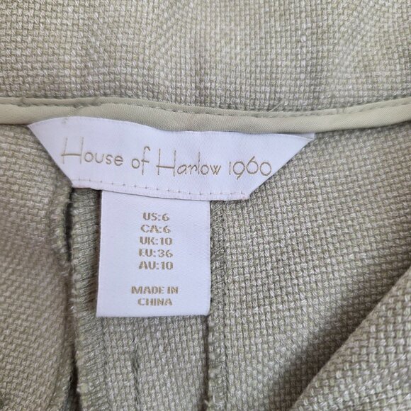 House of Harlow 1960 Light Sage Green Tailored Trousers, Suit Pants, Pleated - Picture 6 of 10